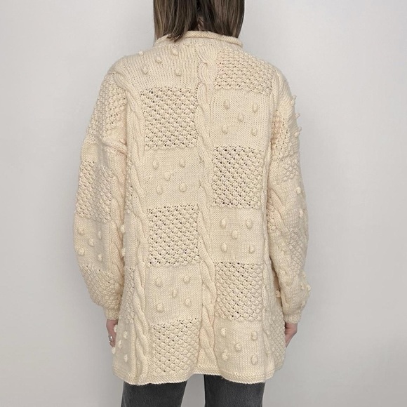 Vintage Chunky Irish Wool Sweater Ivory - Picture 6 of 7